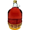 Lady demijohn 5 L with a screw cap, with a plastic basket (white glass, golden screw cap) - 4 