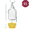 Lady demijohn 5 L with a screw cap, with a plastic basket (white glass, golden screw cap) - 9 