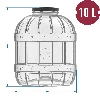 Multifunctional 10 L jar with black metal cap - 8 ['unbreakable jar', ' pet jar', ' plastic jar', ' metal screw cap jar', ' large 10 L jar', ' pickling jar', ' pickle jar', ' kimchi jar', ' multipurpose jar']