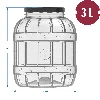 Multifunctional 3 L jar with black metal cap - 8 ['unbreakable jar', ' pet jar', ' plastic jar', ' metal screw cap jar', ' 3 L large jar', ' pickling jar', ' pickle jar', ' kimchi jar', ' multipurpose jar']