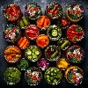Ø82/6 twist-off lid, vegetables on black background, 10 pcs - 6 ['Twist-off lids for jars', ' lids for jars', ' jar lids', ' vegetable pattern lids', ' lids with vegetables', ' colourful jar lids', ' decorative lids', ' lids with decoration', ' lids with safety button', ' lids for pasteurisation', ' black twist-off lids', ' black lids']