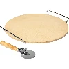 Pizza stone with stand and cutter, made of cordierite, round, 33 cm - 2 ['gift', ' homemade pizza', ' for baking pizza', ' for serving pizza', ' for baking bread', ' for baking buns']