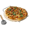 Pizza stone with stand and cutter, made of cordierite, round, 33 cm  - 1 ['gift', ' homemade pizza', ' for baking pizza', ' for serving pizza', ' for baking bread', ' for baking buns']