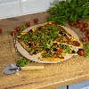 Pizza stone with stand and cutter, made of cordierite, round, 33 cm - 14 ['gift', ' homemade pizza', ' for baking pizza', ' for serving pizza', ' for baking bread', ' for baking buns']