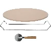 Pizza stone with stand and cutter, made of cordierite, round, 33 cm - 3 ['gift', ' homemade pizza', ' for baking pizza', ' for serving pizza', ' for baking bread', ' for baking buns']