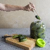 Shatterproof jar for brine pickling 5 L + wooden tongs - 4 ['pickled cucumbers', ' pickled cauliflower', ' pickled beetroot', ' beetroot sourdough', ' plastic jar', ' plastic jar', ' home-made pickles', ' 5L jar', ' pickling jar', ' pickling tongs', ' jar with tongs']
