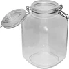 Square jar with hermetic closure- 3 L - 2 ['jar with airtight closing', ' with airtight clip', ' jar', ' storage jar', ' jar with airtight lid', ' vinegar jar', ' liquor jar']