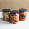 TO 580 ml fi 82 jar with colour print and black lid, 3pcs. - 9 ['Printed jar', ' for preserves', ' jar with inscriptions', ' decorative jar', ' jar with lid', ' 500 ml jar', ' decorative jar', ' black jar lids']