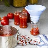 Tomato-patterned Ø66/4 lids -  10 pcs - 6 ['white lid', ' colourful tomato pattern', ' pasteurisation', ' process control', ' storage', ' Tomatoes size Ø66', ' larder decoration', ' lids for pasteurisation', ' vegetable lids', ' tomato lids']