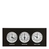 Triple clock , MDF wood , silver coloured dials  - 1 