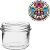 Twist-off jar 235 ml with a colour Ø82/6 lid - 6 pcs - 6 ['glass jar', ' decorative cap', ' for preserves', ' for preserves', ' for jams', ' set of jars']