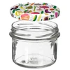Twist-off jar 235 ml with a colour Ø82/6 lid - 6 pcs - 6 ['glass jar', ' decorative cap', ' for preserves', ' for preserves', ' for jams', ' set of jars']