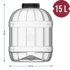 Unbreakable, multifunctional jar with black cap, 15 L - 5 ['preserving jars', ' pickle jar', ' cucumber jar', ' liqueur jar', ' 15 l jar', ' certified jar', ' unbreakable jar', ' multi-purpose jar', ' multi-purpose jar', ' preserving jar', ' plastic jar', ' plastic jar']