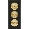 Wall weather station , barometer , hygrometer , thermometer, gold coloured dials , MDF wood   - 1 
