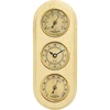 Wall weather station , thermometer , clock ,  hygrometer  , gold coloured dials , 280 mm x 120 mm  - 1 