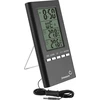 Weather station – Electronic, probe, black  - 1 ['clock thermometer', ' indoor thermometer', ' room thermometer', ' outdoor thermometer', ' hanging thermometer', ' standing thermometer']