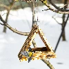 Wooden bird feeder, triangular - 12 ['birdhouse', ' bird house', ' bird feeding', ' wooden bird feeder', ' burnt wood feeder']