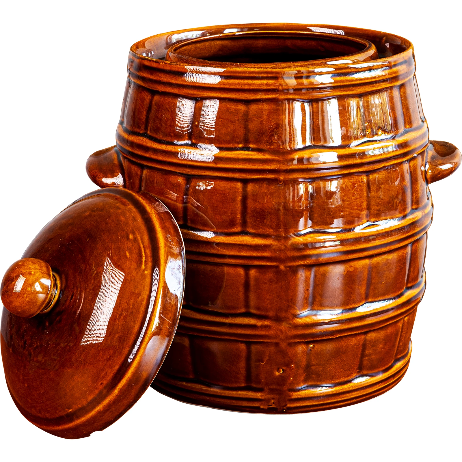 Stoneware 4.5 L – barrel crock pot with lid