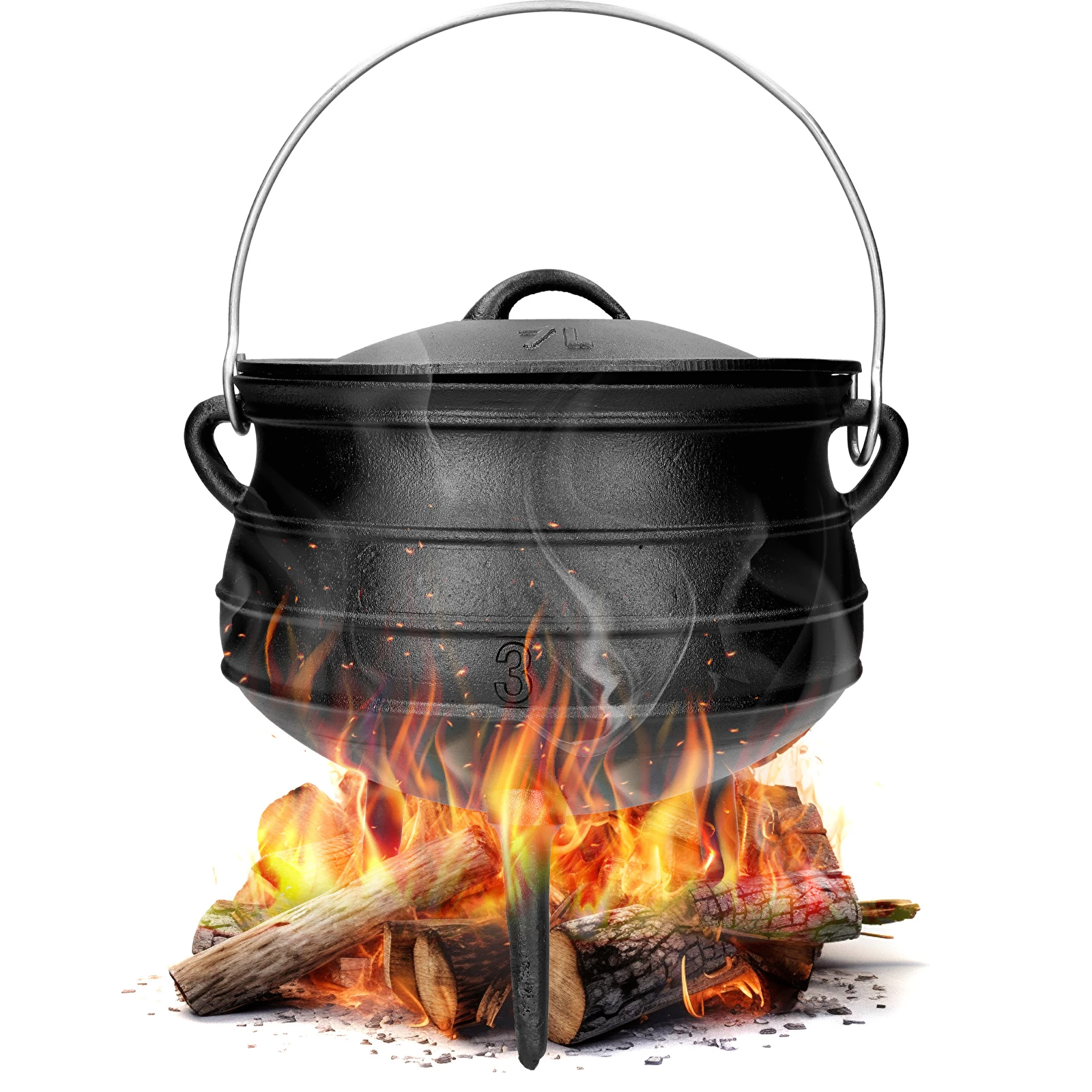 Cast Iron Cauldron With Engraving For Camp Fire Cooking, Tatar