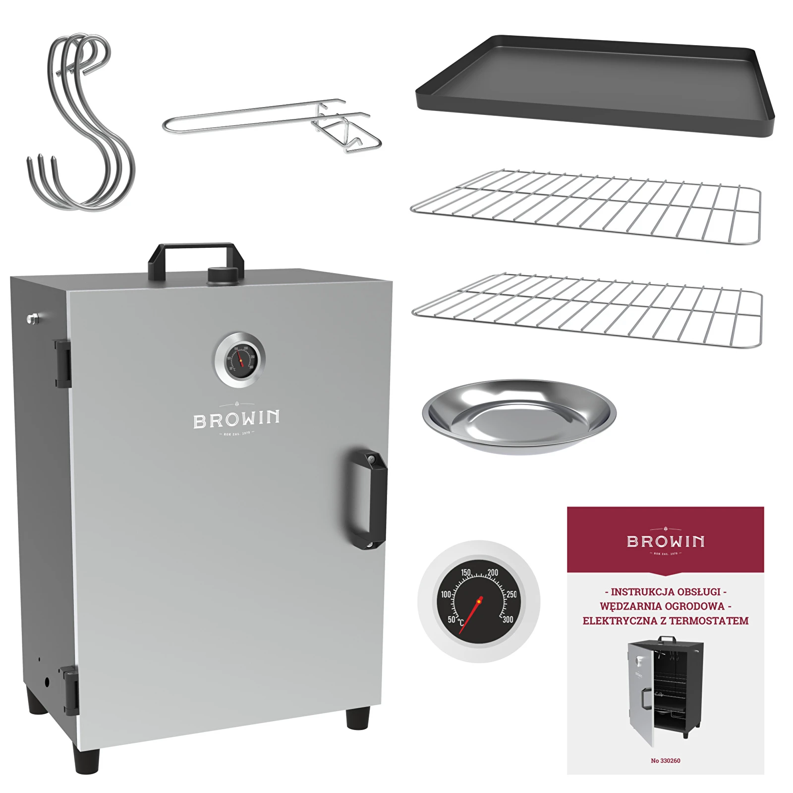 Automatic electric smoker with thermostat smokehouses and hooks