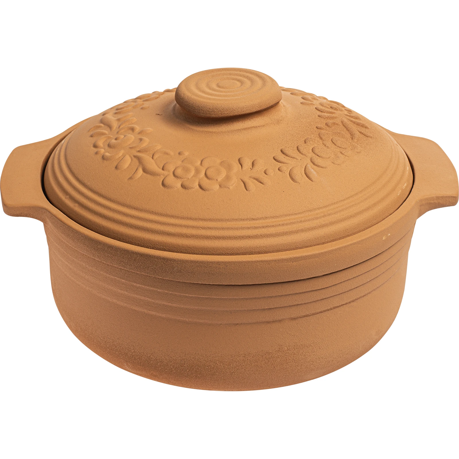 1960s Decorative Terracotta Lidded Clay Baker Casserole