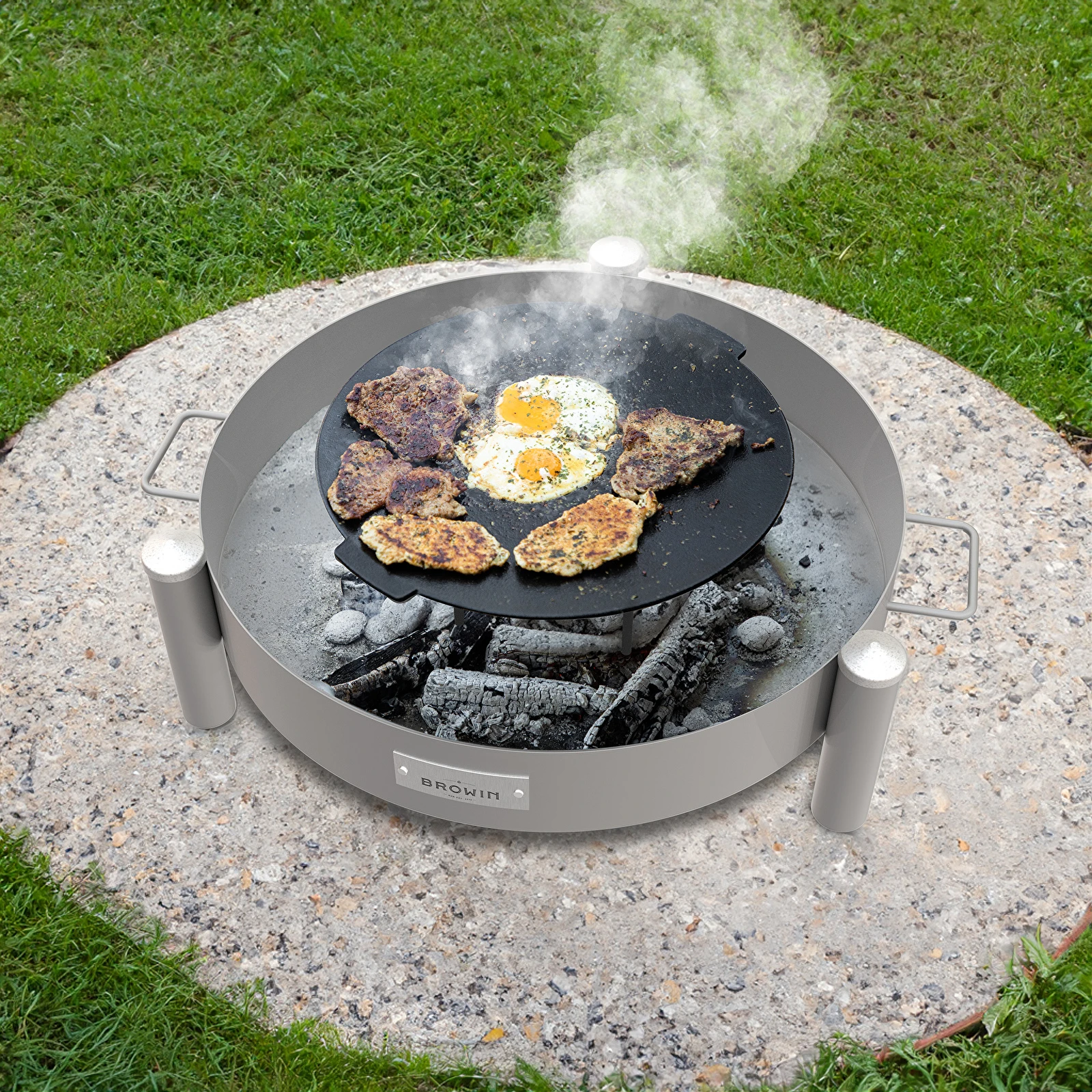 Barbecue Frying Pan With Handle, Round Cast Iron Thickened Round Baking Pan,  Outdoor Baking Pan Cast Iron Baking Pan Cast Iron Pizza Pan Cast Iron Pot Pizza  Pan, Outdoor Camping Picnic Hiking