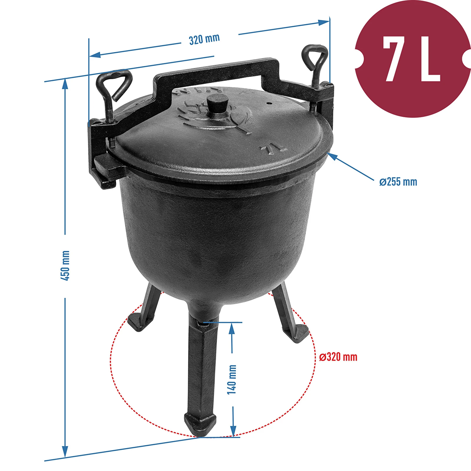 4L 7L 10L 15L Three-Leg Poland Camping Cooking Pot Cast Iron Cauldron  Hunting Pot Cast Iron Pressure Pot Cast Iron Boiler Pot - China Cast Iron  Pressure Pot and Cast Iron Boiler