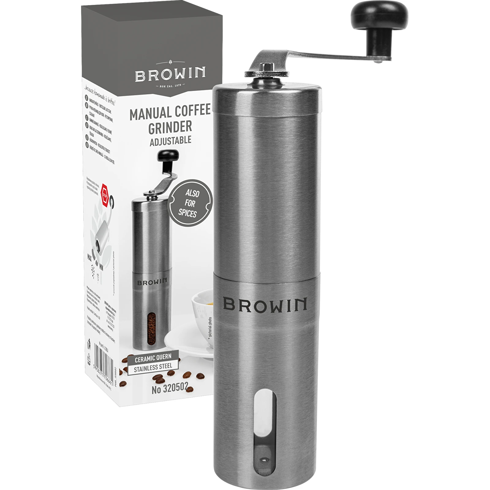 Brillante™ BR-MCG-SS1 Manual Burr Coffee Grinder – Brillante Products