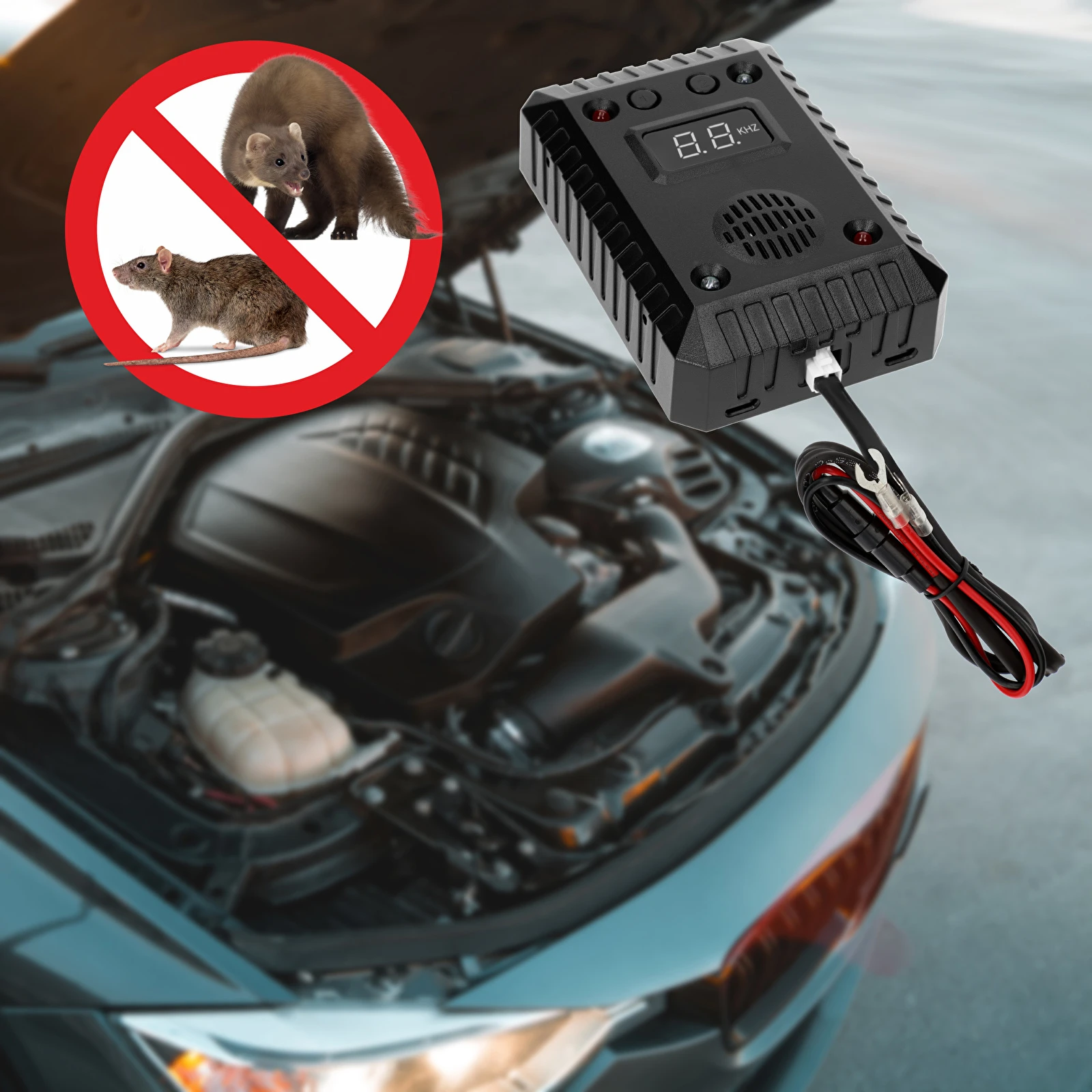 Marten and rodent repeller for cars, smart, ultrasounds symbol:730721