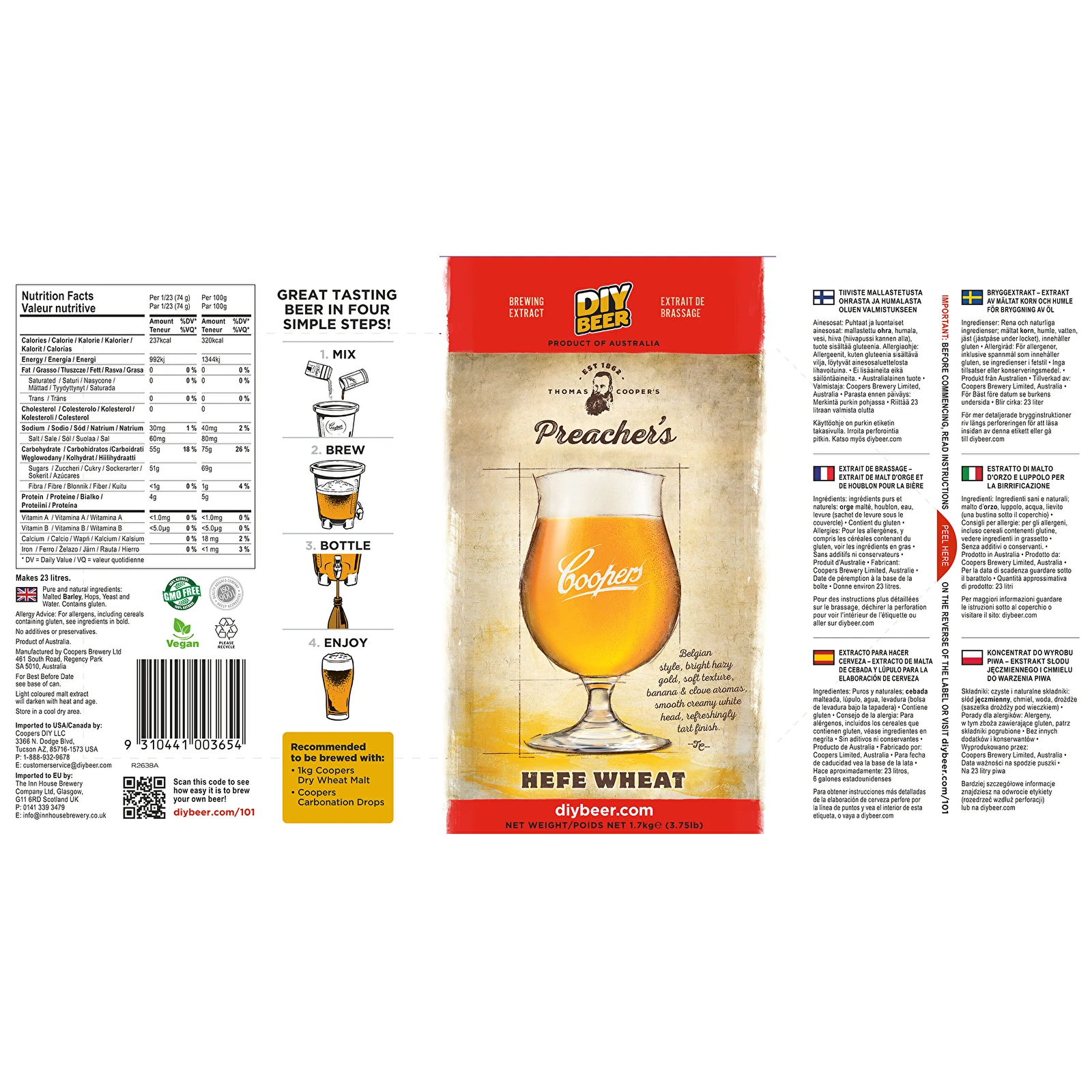 Malto per Birra Artigianale HEFE WHEAT PREACHER'S Coopers Selection 1,7KG