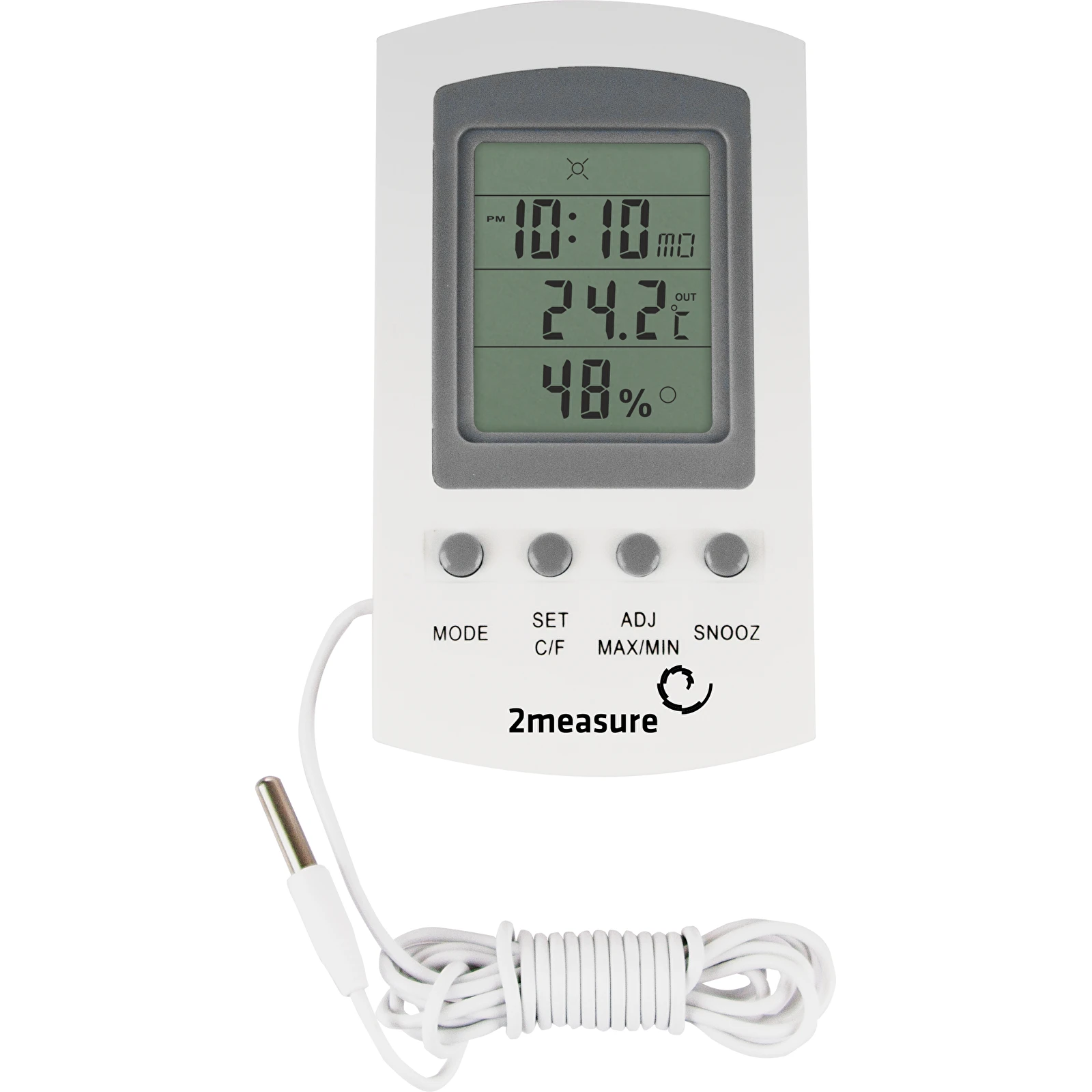 LCD Digital Hygrometer Clock Indoor Outdoor Thermometer LCD Display Wired  Probe Sensor Temperature Meter Monitor(Black)