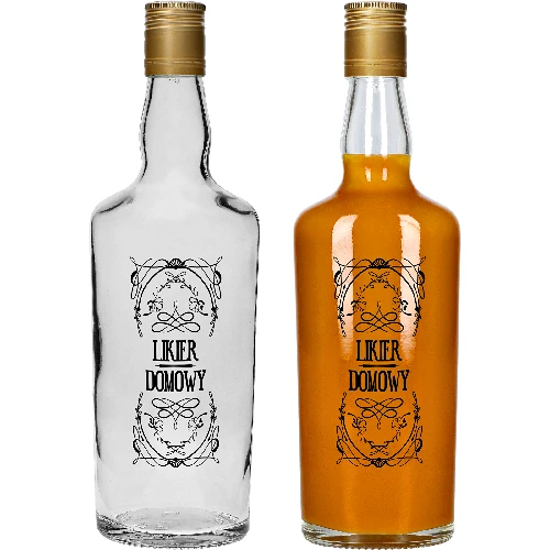 0.5 L bottle with a screw cap, ‘Likier domowy’ print - 4 pcs - 6 ['bottle for homemade liqueur', ' bottle for liqueur', ' bottle for infusion liqueur', ' bottles with stopper', ' 500 mL glass bottle', ' 0.5 L bottle', ' bottles with print', ' coffee liqueur', ' orange liqueur']