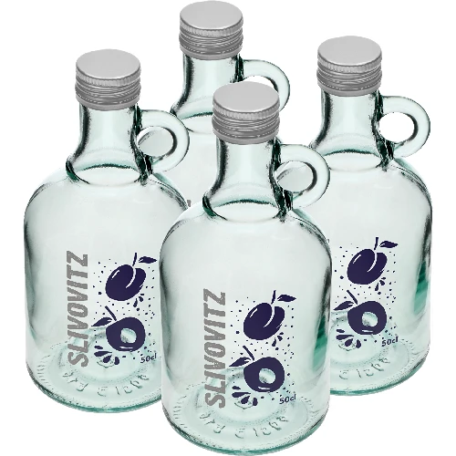 0.5 L bottle with screw cap, Slivovitz print - 4 pcs - 2 ['bottle for homemade slivovitz', ' slivovitz bottle', ' bottle', ' glass 500 mL bottle', ' 0.5 L bottle', ' bottles with print', ' bottle with print', ' bottles with stopper', ' bottle with print and stopper', ' bottles with stoppers']