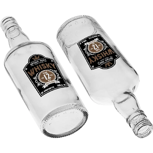 0.5 L bottle, with screw cap, "Whisky" print - 4 pcs - 7 ['homemade whisky bottle', ' whisky bottle', ' glass bottle with screw cap', ' bottle with screw cap', ' 500 ml glass bottle', ' 0.5 L bottle', ' bottles with print', ' bottle with print', ' whiskey bottle']