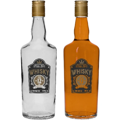 0.5 L bottle, with screw cap, "Whisky" print - 4 pcs - 5 ['homemade whisky bottle', ' whisky bottle', ' glass bottle with screw cap', ' bottle with screw cap', ' 500 ml glass bottle', ' 0.5 L bottle', ' bottles with print', ' bottle with print', ' whiskey bottle']