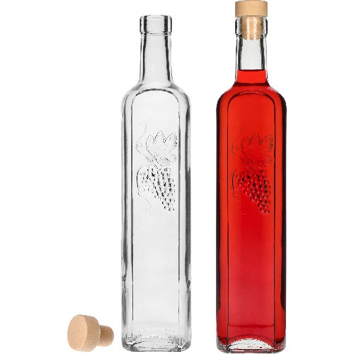 0.5 L decorative bottle with stopper - 4 ['liquor bottle', ' decorative bottle', ' bottle with grape', ' wine bottle', ' mead bottle', ' olive oil bottle', ' oil bottle', ' bottle with stopper', ' 500 mL bottle', ' decorative bottle', ' gift bottle']