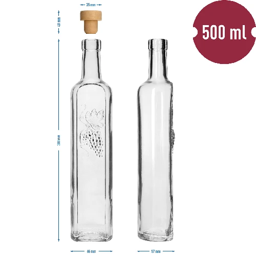 0.5 L decorative bottle with stopper - 2 ['liquor bottle', ' decorative bottle', ' bottle with grape', ' wine bottle', ' mead bottle', ' olive oil bottle', ' oil bottle', ' bottle with stopper', ' 500 mL bottle', ' decorative bottle', ' gift bottle']