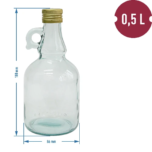 0,5 L gallone bottle with screw cap - 2 ['alcohol bottle', ' decorated alcohol bottles', ' glass alcohol bottle', ' moonshine bottles for wedding party', ' liqueur bottle', ' vodka bottles', ' vodka bottle for wedding party', ' vodka bottle for christening party', ' vodka bottle for first communion party', ' wine bottle', ' wine bottles']