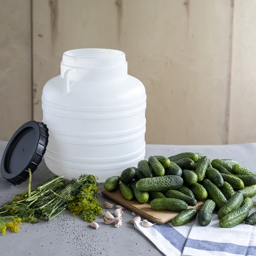 10 L Barrel / Drum with handle , white colour - 3 ['pickling barrel', ' cucumber barrel', ' cabbage barrel', ' cabbage', ' cucumbers', ' black weekend']