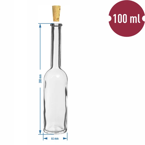 100 ml glass bottle with cork top KK14/10 , 6pcs. - 8 ['glass bottle gift', ' empty bottles 200ml', ' bottles for liquor', ' bottles to fill', ' glass bottles of liquor', ' mini bottles', ' bottles glass', ' glass bottle', ' bottles with corks', ' small bottles', ' empty bottles']