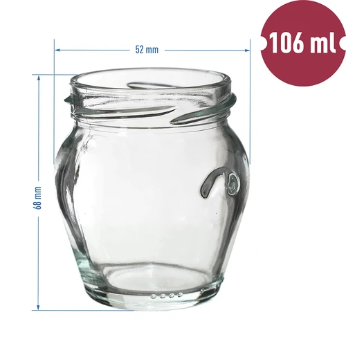 106 ml Amphora twist-off jar with colourful Ø53 lid - 8 pcs - 6 ['set of jars', ' jam jars', ' preserve jar', ' jar for preserves', ' jars with twist-off lids', ' Ø53 jars', ' jars with colourful lids', ' jars for preserves', ' weck-type jars', ' jars for meat', ' jar meat', ' jars for pasteurising', ' jarred meat', ' amphora jar']