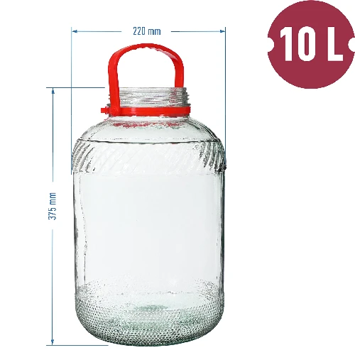 10l glass jar with plastic cap - 6 ['10 l', ' 10l', ' 10 liters', ' a 10 liter jar', ' a jar with a plastic lid']