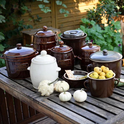 10l Stoneware / fermenting crock pot with water seal and lid - 4 ['cabbage fermentation pot', ' pot for pickled cucumbers', ' fermentation pot', ' 50l cabbage fermentation pot with water jacket', ' 50l cabbage fermentation pot', ' 20l cabbage fermentation pot with flange', ' fermentation clay pot', ' bolesławiec fermentation pots', ' castorama cabbage fermentation pot', ' 10l cabbage fermentation clay pot', ' rustic pot']