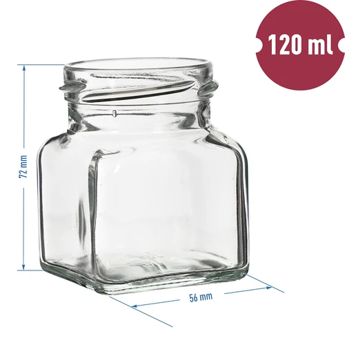 120 ml twist off Four Cornners glass jar, lid fi 53 - 6 pcs - 5 ['jars', ' small jars', ' jar', ' glass jar', ' glass jars', ' jar with lid', ' jars for preserves', ' canning jars', ' jars for spices', ' jam jar', ' jar for jam', ' honey jar', ' jar for honey']