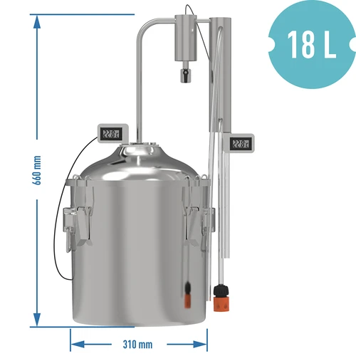 18 L classic Convex still - 1 clarifier - 8 ['Browin still', ' modular stills', ' still with clarifiers', ' modular still', ' clarifiers for stills', ' pure distillate', ' kit for distilling', ' convex lid', ' convex lid', ' distillation container with lid', ' distillation kit', ' expandable distillation kit', ' distillation on various heat sources']