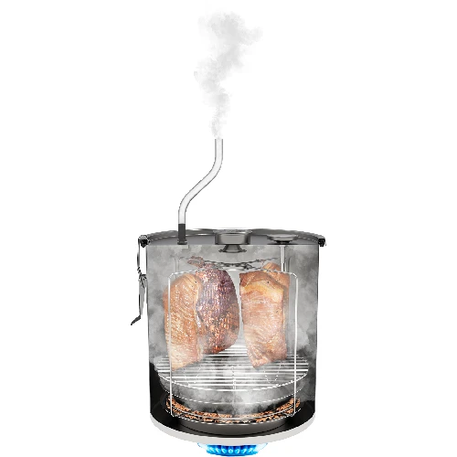 18 L Indoor smoker pot  for a gas cooktop - 6 ['smokehouse in pot', ' way of smoking fish', ' smoking cheese', ' smoking meat', ' smoking fish', ' home smoking', ' smokeless smoking', ' smoked salmon', ' smoked chicken', ' smoked carp', ' home smoking', ' home smoking', ' 18 litre pot for gas cooker', ' smokehouse for gas cooker']