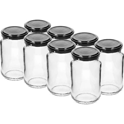 190 ml twist off glass jar with coloured lid Ø53 - 8 pcs. - 3 ['jars', ' small jars', ' jar', ' glass jar', ' glass jars', ' jar with lid', ' jars for preserves', ' canning jars', ' jars for spices', ' jam jar', ' jar for jam', ' honey jar', ' jars TO 190 ml']