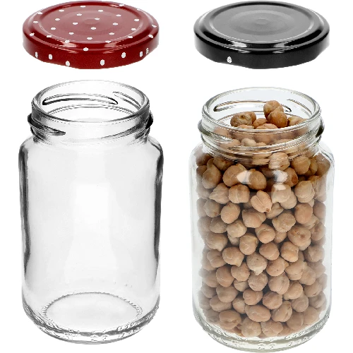 190 ml twist off glass jar with coloured lid Ø53 - 8 pcs. - 7 ['jars', ' small jars', ' jar', ' glass jar', ' glass jars', ' jar with lid', ' jars for preserves', ' canning jars', ' jars for spices', ' jam jar', ' jar for jam', ' honey jar', ' jars TO 190 ml']