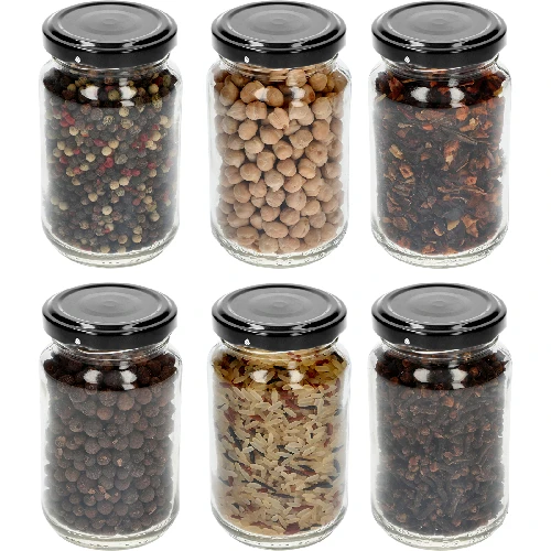 190 ml twist off glass jar with coloured lid Ø53 - 8 pcs. - 9 ['jars', ' small jars', ' jar', ' glass jar', ' glass jars', ' jar with lid', ' jars for preserves', ' canning jars', ' jars for spices', ' jam jar', ' jar for jam', ' honey jar', ' jars TO 190 ml']