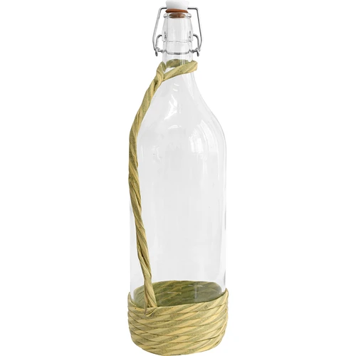 2 L Grosso swing top wicker wrapped glass bottle  - 1 ['bottle with airtight stopper', ' bottle for oil', ' for oil', ' for juice', ' for water']